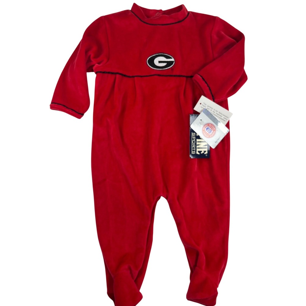 Vintage Georgia Bulldogs Baby Footed Romper 6–9M Velour NCAA Pine Sports 90s NWT